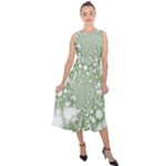 Green Abstract Fractal Background Texture Midi Tie-Back Chiffon Dress