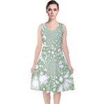 Green Abstract Fractal Background Texture V-Neck Midi Sleeveless Dress 