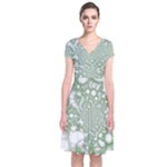 Green Abstract Fractal Background Texture Short Sleeve Front Wrap Dress