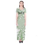 Green Abstract Fractal Background Texture Short Sleeve Maxi Dress