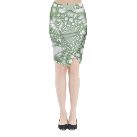 Green Abstract Fractal Background Texture Midi Wrap Pencil Skirt from ArtsNow.com