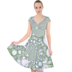Cap Sleeve Front Wrap Midi Dress 