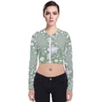 Green Abstract Fractal Background Texture Long Sleeve Zip Up Bomber Jacket