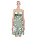 Green Abstract Fractal Background Texture Spaghetti Strap Velvet Dress