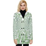 Green Abstract Fractal Background Texture Button Up Hooded Coat 