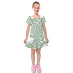 Green Abstract Fractal Background Texture Kids  Short Sleeve Velvet Dress