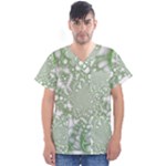 Green Abstract Fractal Background Texture Men s V-Neck Scrub Top