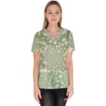 Green Abstract Fractal Background Texture Women s V-Neck Scrub Top