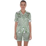 Green Abstract Fractal Background Texture Satin Short Sleeve Pajamas Set