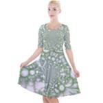 Green Abstract Fractal Background Texture Quarter Sleeve A-Line Dress