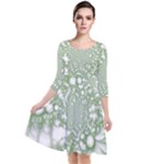 Green Abstract Fractal Background Texture Quarter Sleeve Waist Band Dress