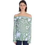 Green Abstract Fractal Background Texture Off Shoulder Long Sleeve Top