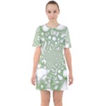 Green Abstract Fractal Background Texture Sixties Short Sleeve Mini Dress