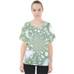 Green Abstract Fractal Background Texture V-Neck Dolman Drape Top