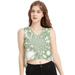 Green Abstract Fractal Background Texture V-Neck Cropped Tank Top