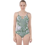 Green Abstract Fractal Background Texture Cut Out Top Tankini Set