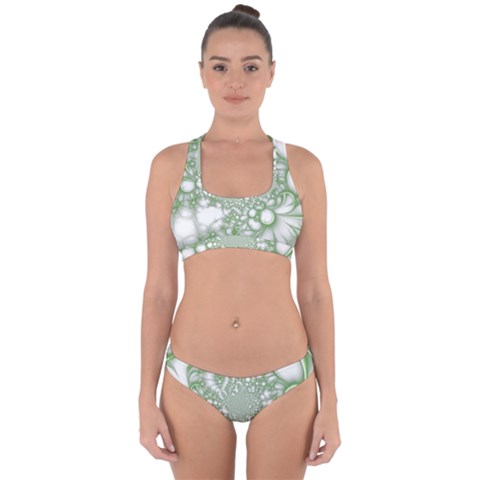 Green Abstract Fractal Background Texture Cross Back Hipster Bikini Set from ArtsNow.com