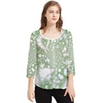 Green Abstract Fractal Background Texture Chiffon Quarter Sleeve Blouse