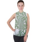 Green Abstract Fractal Background Texture Mock Neck Chiffon Sleeveless Top