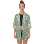 Green Abstract Fractal Background Texture Open Front Chiffon Kimono