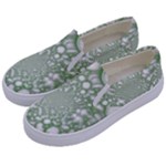 Green Abstract Fractal Background Texture Kids  Canvas Slip Ons