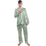 Green Abstract Fractal Background Texture Men s Long Sleeve Satin Pajamas Set