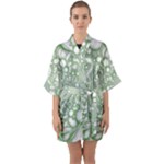 Green Abstract Fractal Background Texture Half Sleeve Satin Kimono 