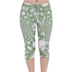 Green Abstract Fractal Background Texture Velvet Capri Leggings 