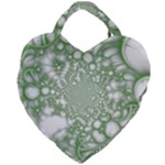 Green Abstract Fractal Background Texture Giant Heart Shaped Tote