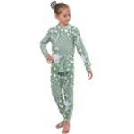 Green Abstract Fractal Background Texture Kids  Long Sleeve Set 