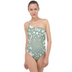 Green Abstract Fractal Background Texture Classic One Shoulder Swimsuit