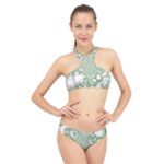 Green Abstract Fractal Background Texture High Neck Bikini Set