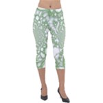 Green Abstract Fractal Background Texture Lightweight Velour Capri Leggings 