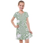 Green Abstract Fractal Background Texture Kids  Cross Web Dress