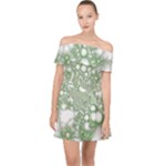 Green Abstract Fractal Background Texture Off Shoulder Chiffon Dress