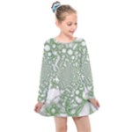 Green Abstract Fractal Background Texture Kids  Long Sleeve Dress