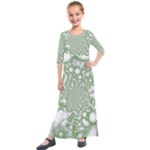 Green Abstract Fractal Background Texture Kids  Quarter Sleeve Maxi Dress