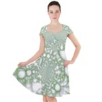 Green Abstract Fractal Background Texture Cap Sleeve Midi Dress