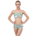 Green Abstract Fractal Background Texture Layered Top Bikini Set