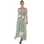 Green Abstract Fractal Background Texture Off Shoulder Open Front Chiffon Dress