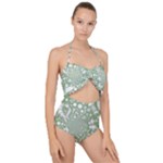 Green Abstract Fractal Background Texture Scallop Top Cut Out Swimsuit