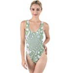 Green Abstract Fractal Background Texture High Leg Strappy Swimsuit