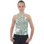 Green Abstract Fractal Background Texture Cross Neck Velour Top