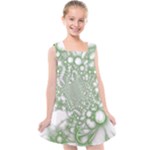 Green Abstract Fractal Background Texture Kids  Cross Back Dress