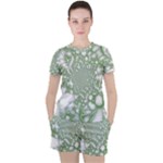 Green Abstract Fractal Background Texture Women s Tee and Shorts Set