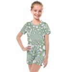 Green Abstract Fractal Background Texture Kids  Mesh Tee and Shorts Set