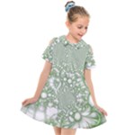 Green Abstract Fractal Background Texture Kids  Short Sleeve Shirt Dress