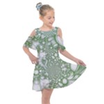 Green Abstract Fractal Background Texture Kids  Shoulder Cutout Chiffon Dress