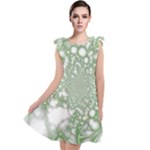 Green Abstract Fractal Background Texture Tie Up Tunic Dress