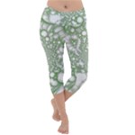 Green Abstract Fractal Background Texture Lightweight Velour Capri Yoga Leggings